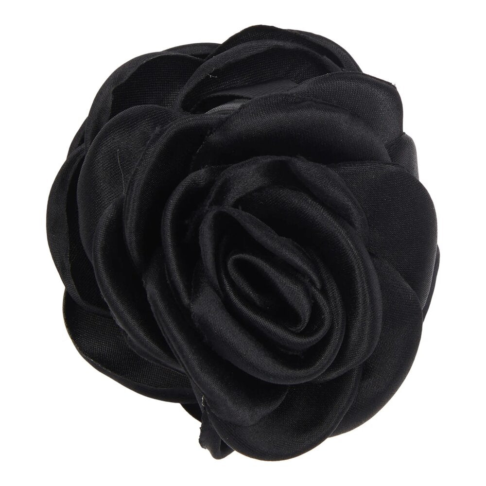 Giant Satin Rose hårklemme - sort
